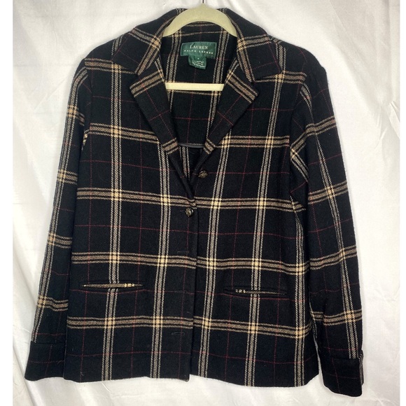 Ralph Lauren Jackets & Blazers - Vintage Ralph Lauren elbow patch lambswool plaid blazer sz4